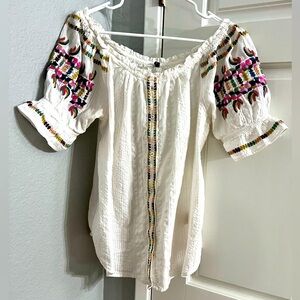 Anthropologie embroidered cotton blouse